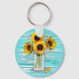 Porte-clés Fleurs de soleil du pays à Mason Jar