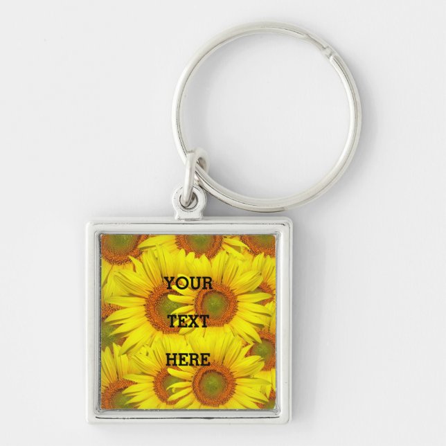 Porte-clés Fleurs de soleil Rustique Floral été Mariage Jaune (Devant)