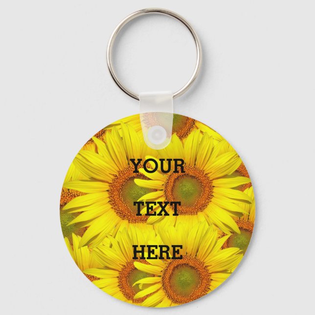 Porte-clés Fleurs de soleil Rustique Floral été Mariage Jaune (Recto)