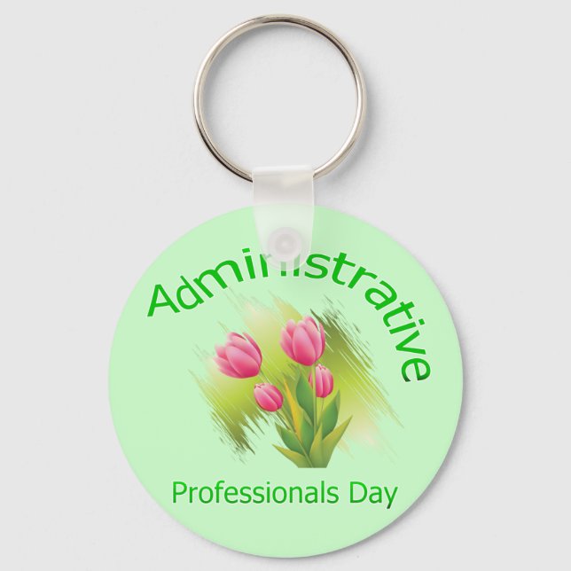 Porte-clés Fleurs de tulipes Journée des professionnels admin (Recto)