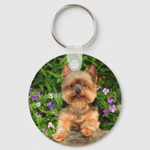 Porte-clés Fleurs de Yorkie