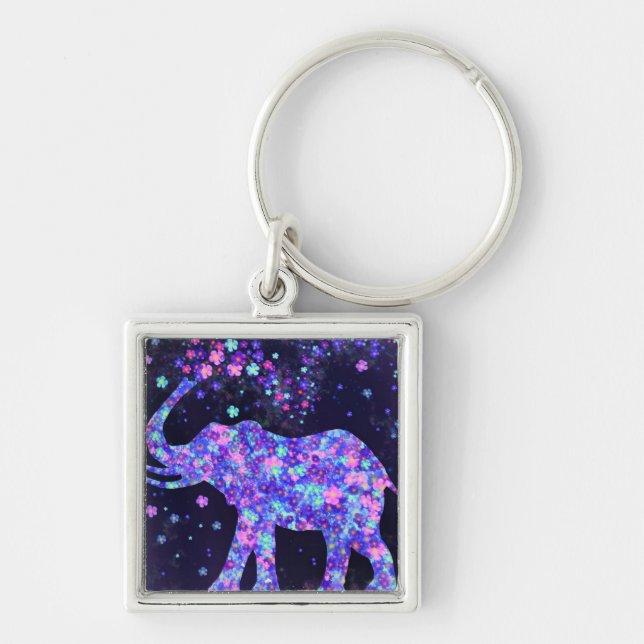 Porte-clés Fleurs d'éléphants - Ajouter votre image / texte / (Devant)