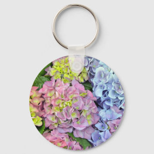 Porte-clés Fleurs d'hydrangée colorées