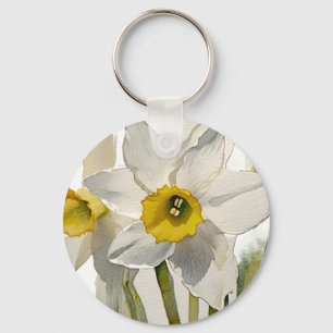 Porte-clés Fleurs d'Iris Aquarelle Modernes