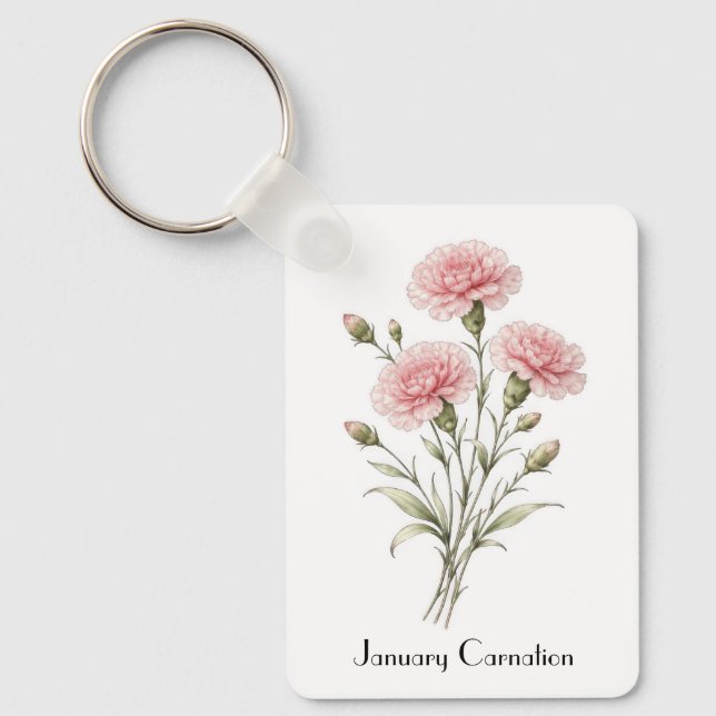 Porte-clés Fleurs d'œillet de janvier (Recto)