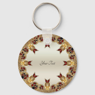 Porte-clés Fleurs d'or Porte - clé de pierres rouges