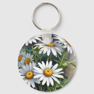 Porte-clés Fleurs et marguerites Elégante aquarelle