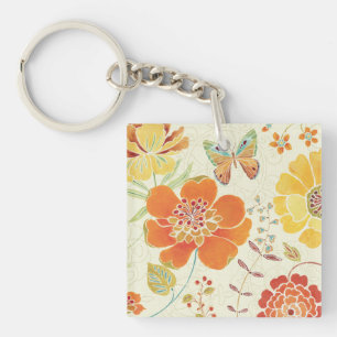 Porte-clés Fleurs et papillons colorés
