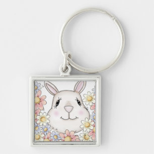 Porte-clés Fleurs et papillons lapins mignons