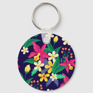 Porte-clés Fleurs Exotiques Colorées Motif Feuilles-23021