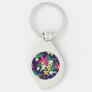 Porte-clés Fleurs Exotiques Colorées Motif Feuilles-23021