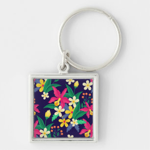 Porte-clés Fleurs Exotiques Colorées Motif Feuilles-23021