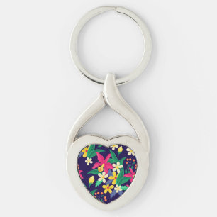 Porte-clés Fleurs Exotiques Colorées Motif Feuilles-23021