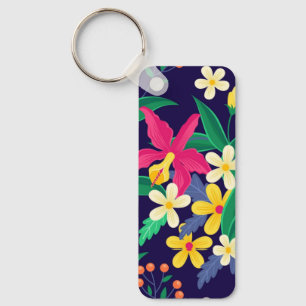 Porte-clés Fleurs Exotiques Colorées Motif Feuilles-23021