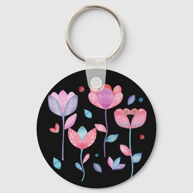 Porte-clés Fleurs Fantaisistes  (Recto)