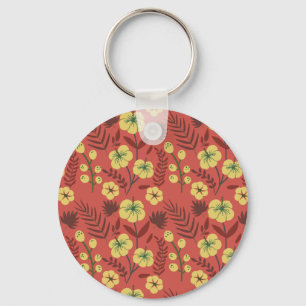 Porte-clés Fleurs florales sans coutures motifs jaunes et rou