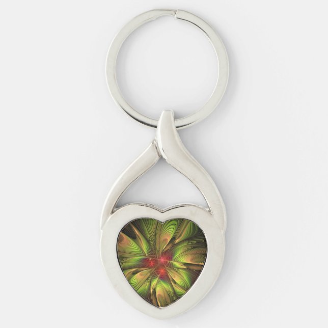 Porte-clés Fleurs imaginaires fractales douces et tendres (Devant)