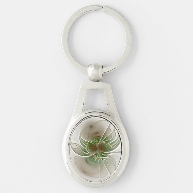 Porte-clés Fleurs imaginaires fractales douces et tendres (Devant)