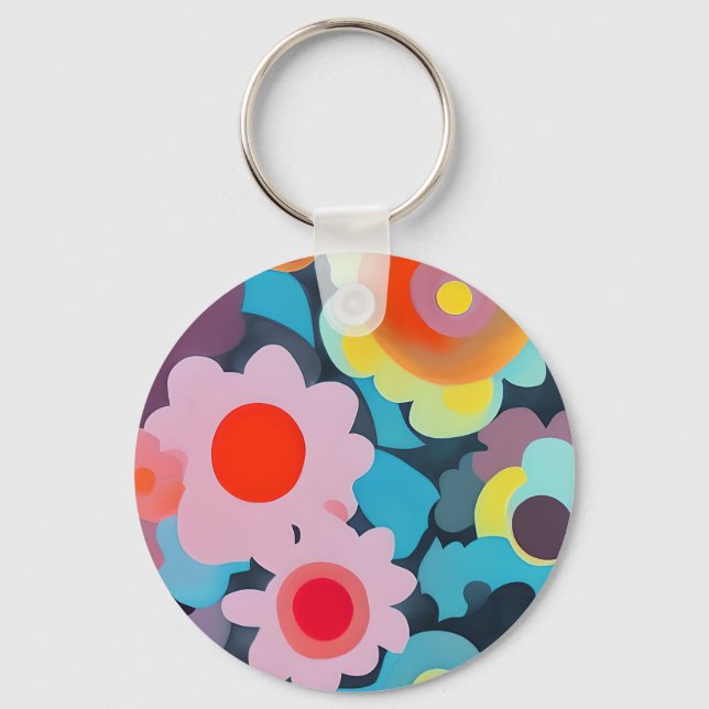 Porte-clés Fleurs mod rétro (Recto)