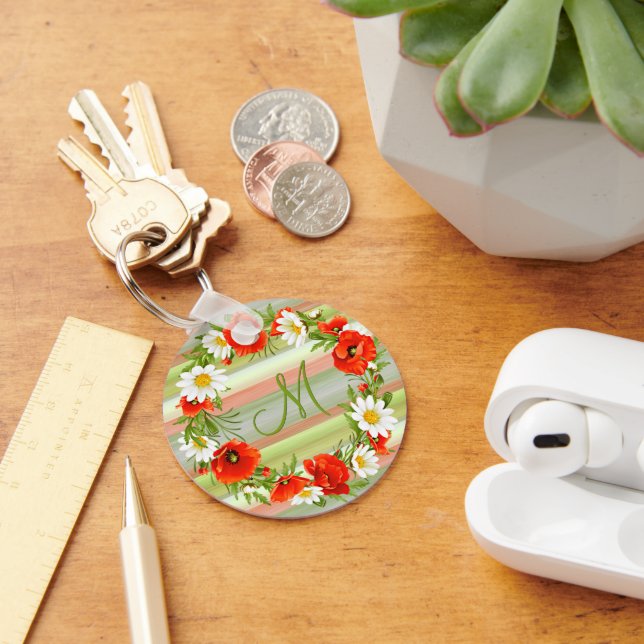Porte-clés Fleurs Monogrammes Fleurs de marguerites personnal (Bureau)