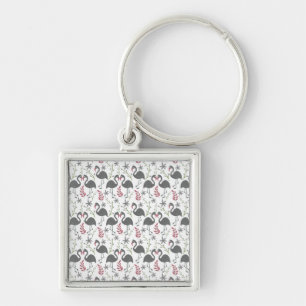 Porte-clés Fleurs motifs roses flamingo sans coutures, feuill