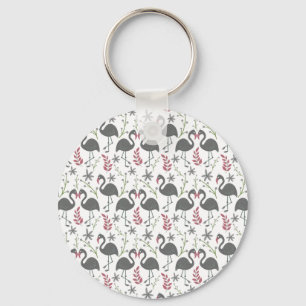 Porte-clés Fleurs motifs roses flamingo sans coutures, feuill