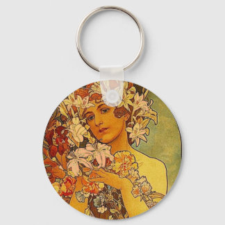 Porte-clés fleurs mucha