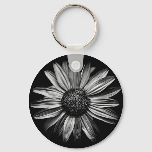 Porte-clés Fleurs Noires Et Blanches 18 (Recto)