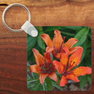 Porte-clés Fleurs orange vibrant de hémérocalles