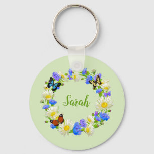 Porte-clés Fleurs papillons Porte - clé personnalisé Floral