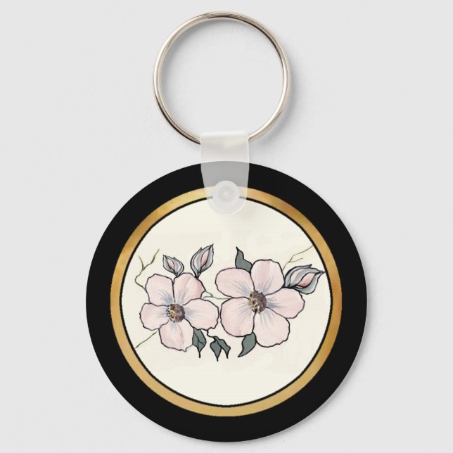 Porte-clés Fleurs peintes à la main (Recto)