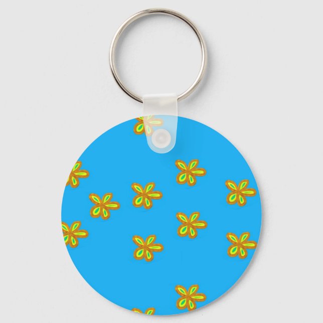Porte-clés fleurs peintes en bleu (Recto)