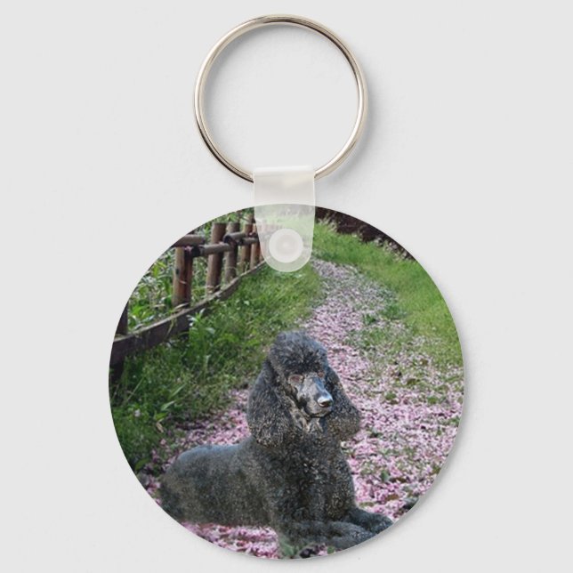 Porte-clés Fleurs Porte - clés de caniche noir (Recto)