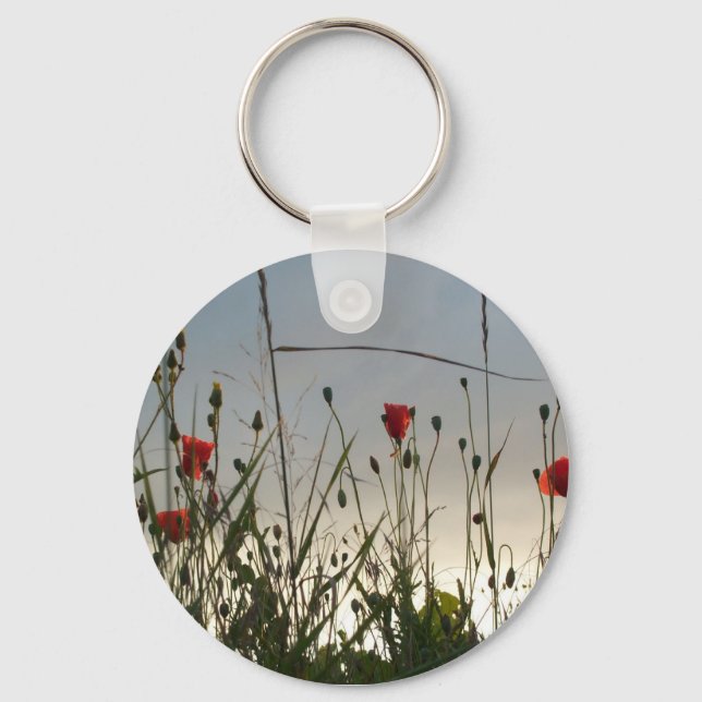 Porte-clés Fleurs - Quatre Poppies Rouges (Recto)