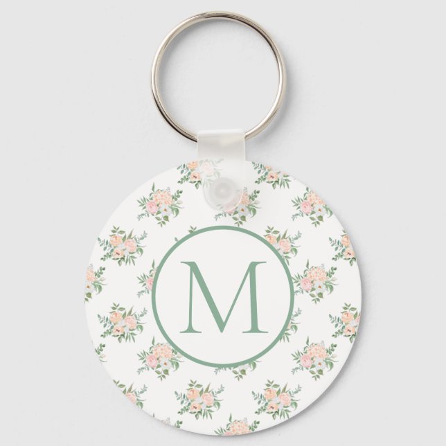 Porte-clés Fleurs rose monogramme  (Recto)