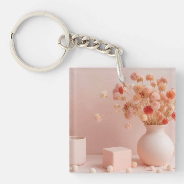 Porte-clés Fleurs Rose Pâle  (Devant)