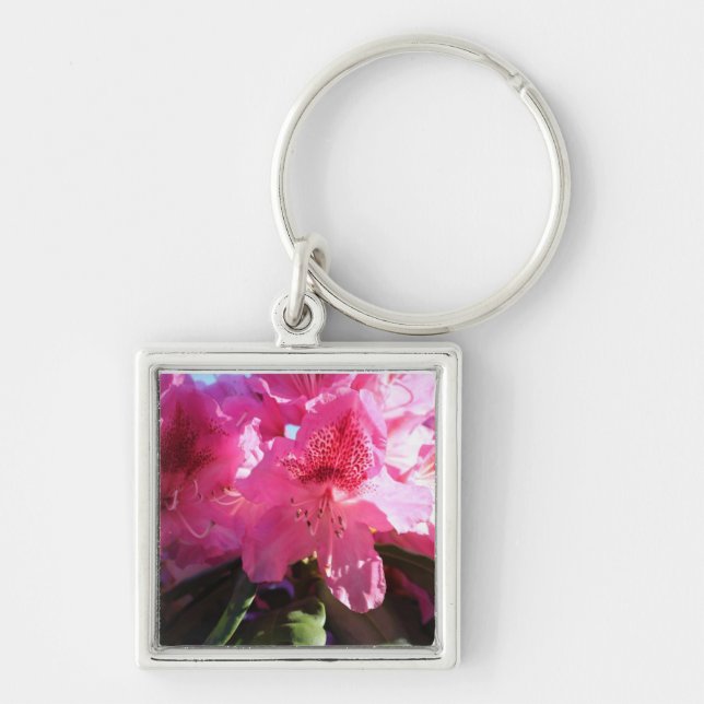 Porte-clés fleurs roses rhododendron (Devant)