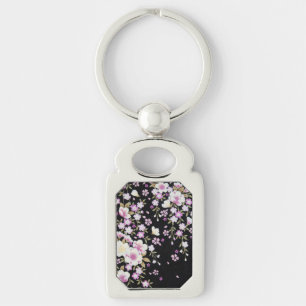Porte-clés Fleurs roses tombantes en cascade