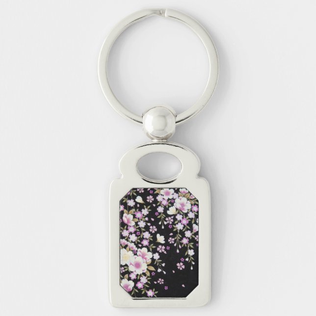 Porte-clés Fleurs roses tombantes en cascade (Devant)