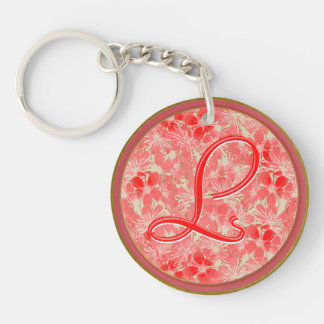 Porte-clés Fleurs rouges en pastel de fleur sur la crème -