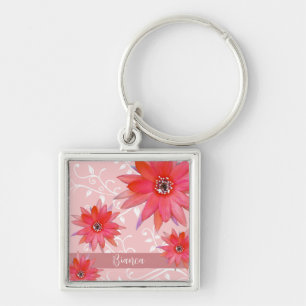 Porte-clés Fleurs rouges Whimsical Feuilles Tourbillonnant Aj