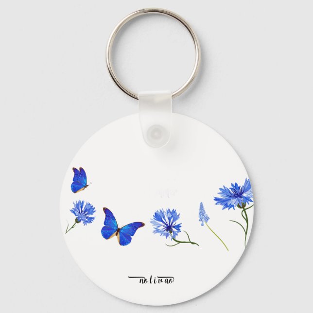 Porte-clés Fleurs sauvages aquarelle nom de script personnali (Recto)