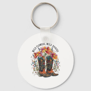 Porte-clés Fleurs sauvages - Chevaux sauvages Cowgirl Boot We