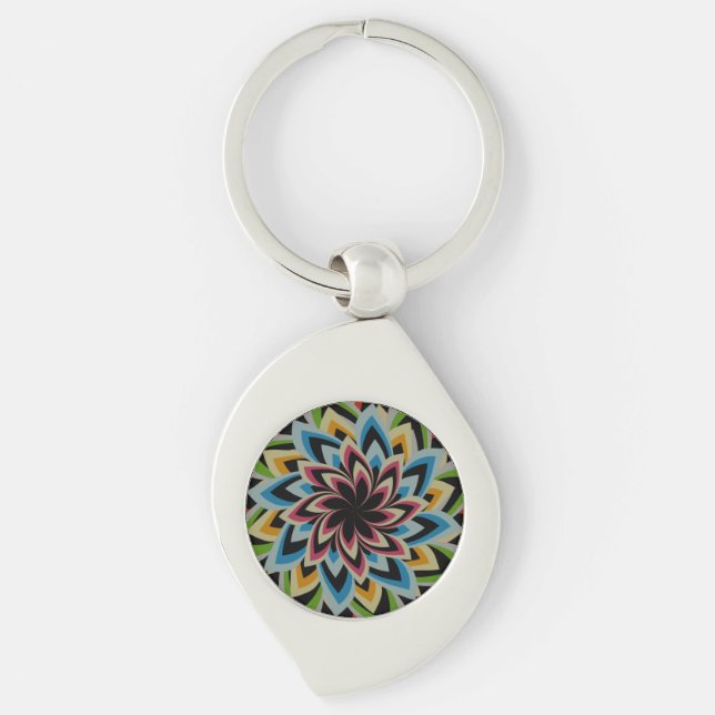 PORTE-CLÉS FLEURS TOURBILLON COLORÉES  (Devant)