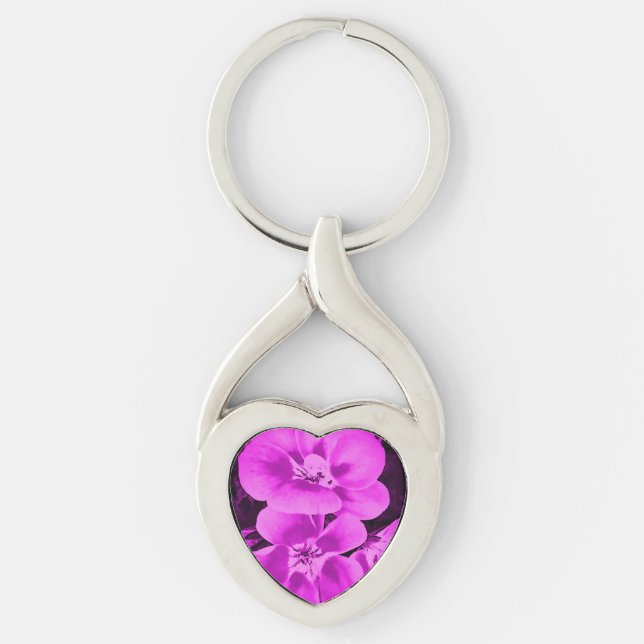 Porte-clés Fleurs tropicales rose vif (Devant)