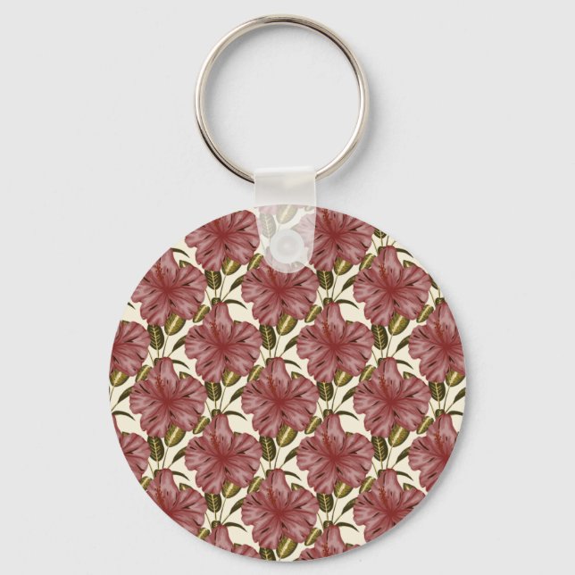 Porte-clés Fleurs tropicales sans couture motif | fleurs roug (Recto)