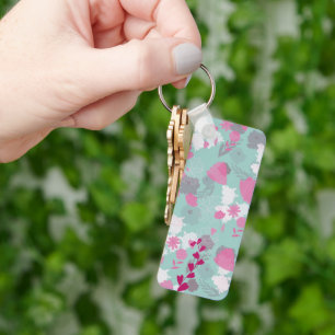 Porte-clés fleurs vertes