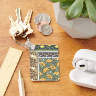 Porte-clés Fleurs vintages florales Art Nouveau Pavot