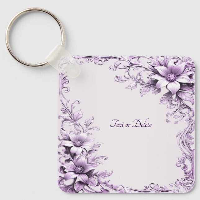 Porte-clés Fleurs Violettes Élégantes (Recto)