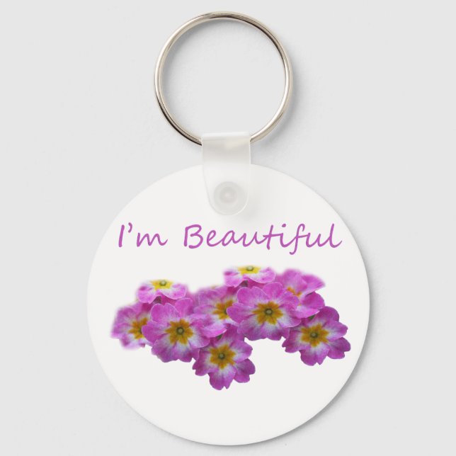 Porte-clés Fleurs violettes, je suis belle (Recto)